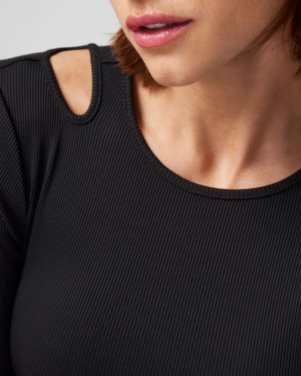 WHBM® FORME Long Sleeve Cutout Ribbed Top White House Black Market